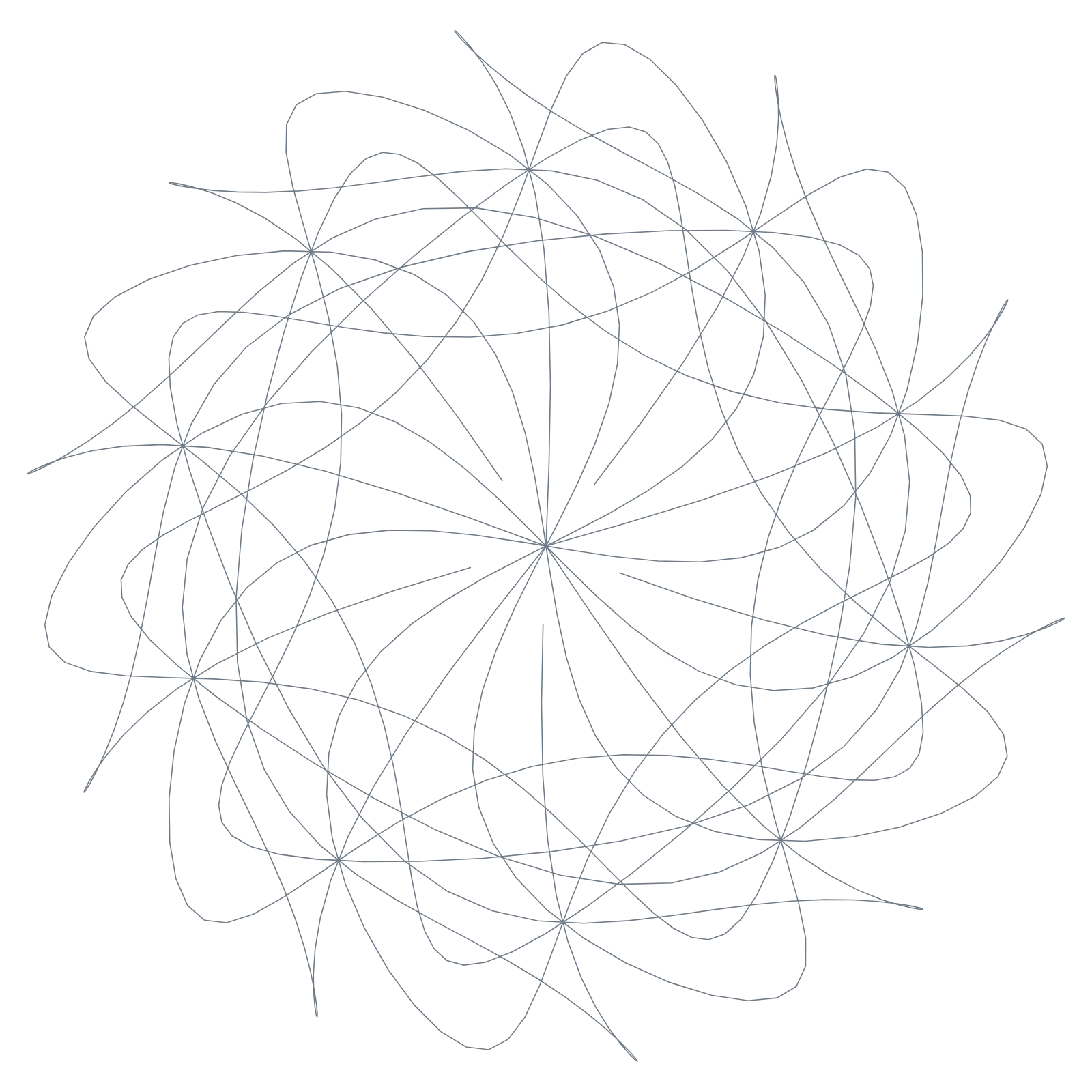 Harmonic Tricuspoid - Hand-painted Silk Generative Pattern